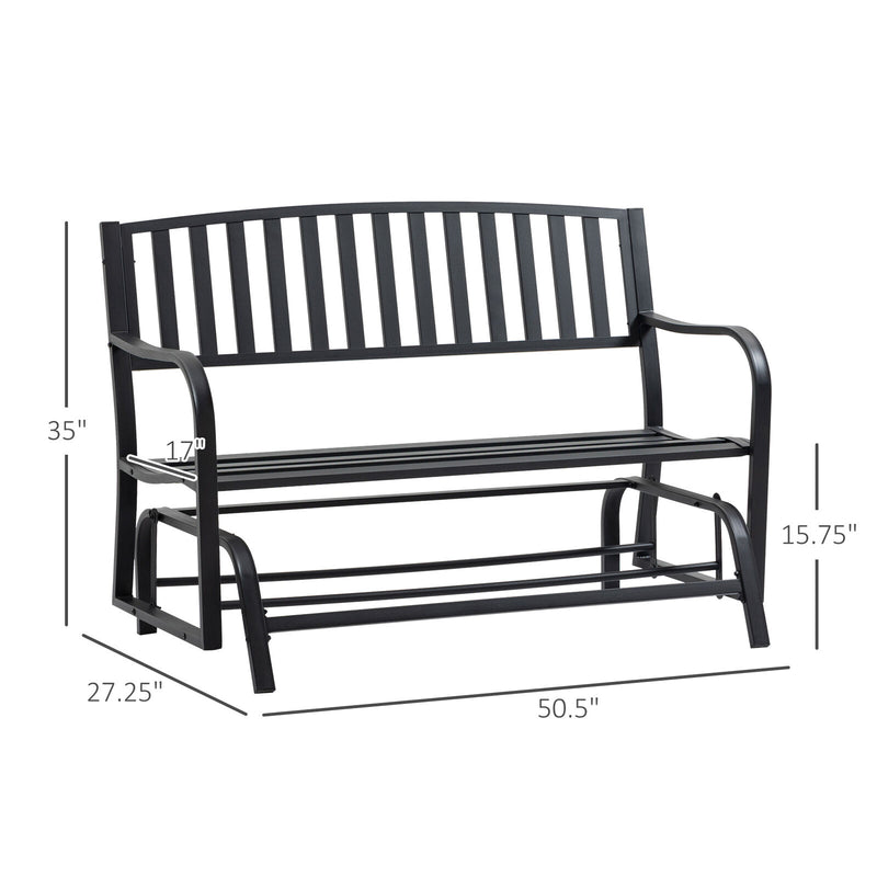 Patio Garden Glider 2 Person Outdoor Porch Gliding Chair Yard Furniture