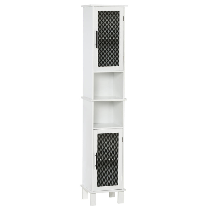 HOMCOM Tall Bathroom Storage Cabinet Free Standing Linen Tower w/ Doors Shelves
