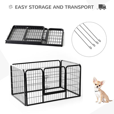 50" 4 Panel Black Pet Playpen  Heavy Duty Puppy Cat Dog Pen Large Iron