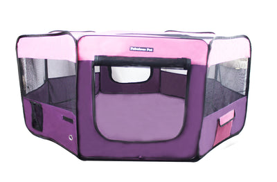 45" Portable Puppy Pet Dog Soft Tent Playpen Folding Crate Pen New - Pink/Purple