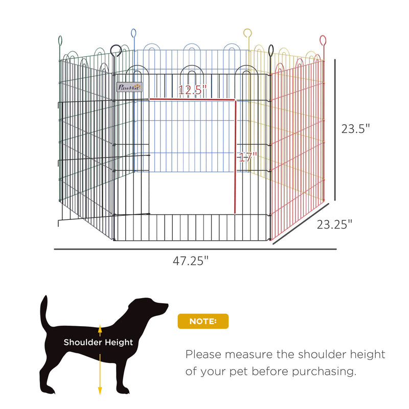 PawHut Pet Playpen Dog Puppy Pen Crate Kennel w/ Door Metal Outdoor