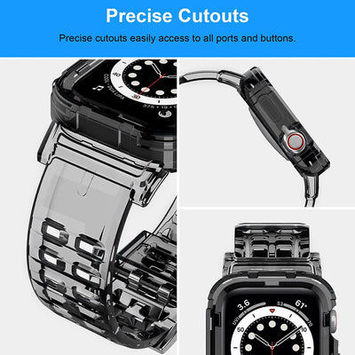 For Apple Watch Band 44mm 42mm [2 in 1] Shockproof Bumper Case + TPU Band Strap