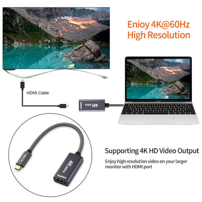 For MacBook Pro/iPad Pro 4K/60Hz USB C to HDMI 2.0 Female Adapter&HDMI 2.0 Cable