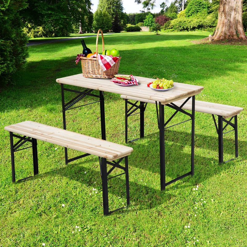 6 ft 3 Piece Portable Camping Table Set for Backyard, Parties and Barbecues