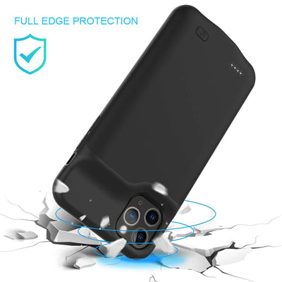 6000mAh Extended Charger Cover w/4x Tempered Glass Protector for iPhone 12 Mini