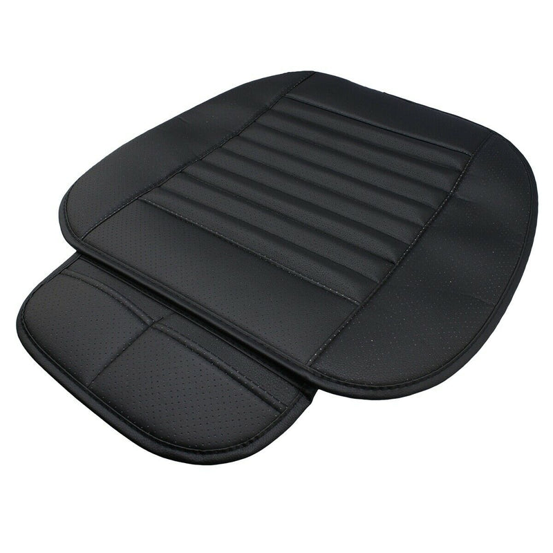 Breathable Padded Luxury Leather Car Front Seat Cushion Cover Black for All Cars