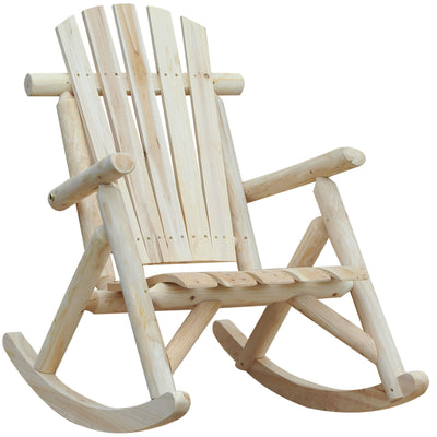 Outdoor Rustic Single Rocking Chair Adirondack Patio, Garden Chair, Burlywood