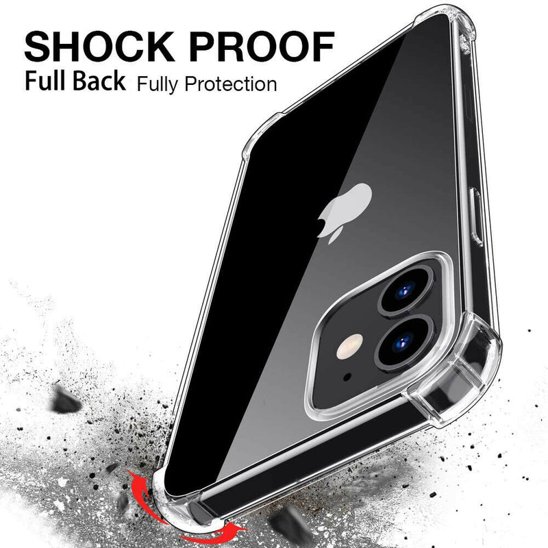 iPhone 12 Mini Shockproof Clear Case & Anti Blue Light Glass & Camera Lens Glass