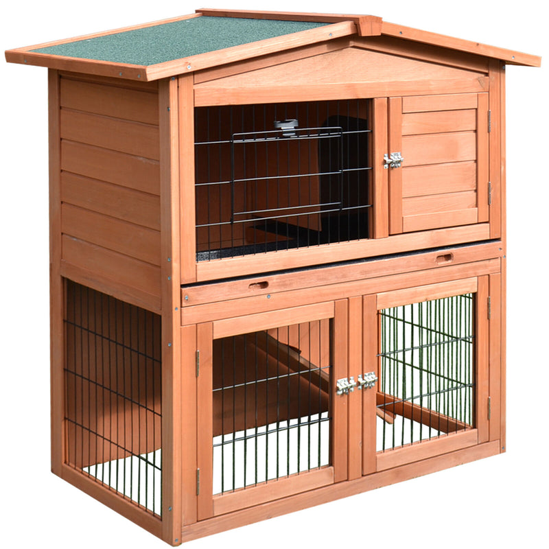 40&quot;New A-Frame Wood Wooden Rabbit Hutch Small Animal House Pet Cage Chicken Coop