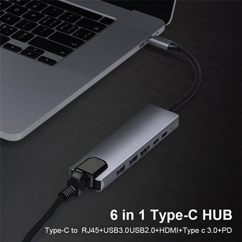 3/5/6/7/8in 1 Type C Hub to USB 3.0 HDMI PD Adapter Docking Station for MacBook