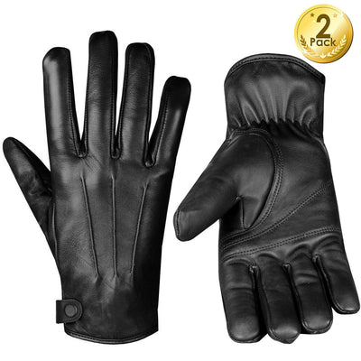 Men's Full Finger Genuine Sheepskin Leather Gloves with Cashmere Lined, S/ M/ L