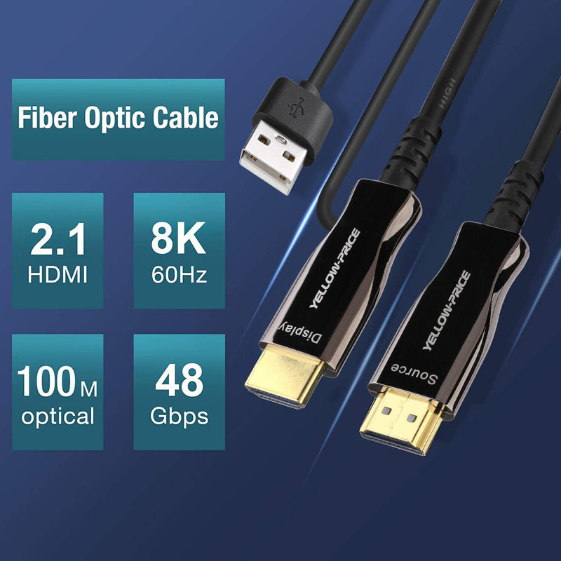 50FT HDMI V2.1 Fiber Optic Cable 8K@120Hz Dynamic HDR / eARC / 3D / Dolby Vision