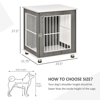 PawHut Dog Crate, Pet Cage Kennel, w/ Wooden Top, Windows, for Small Dogs, Grey