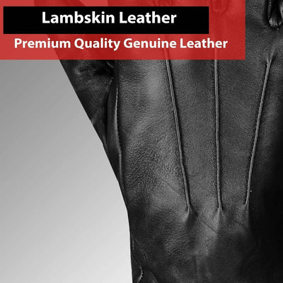 Men's Genuine Sheepskin Warm Winter Touchscreen Leather Gloves for Cold Weather