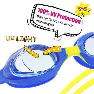 Kids Swim Goggles - UV Protection, Anti-Fog, HD Clear Lenses & Adjustable Strap