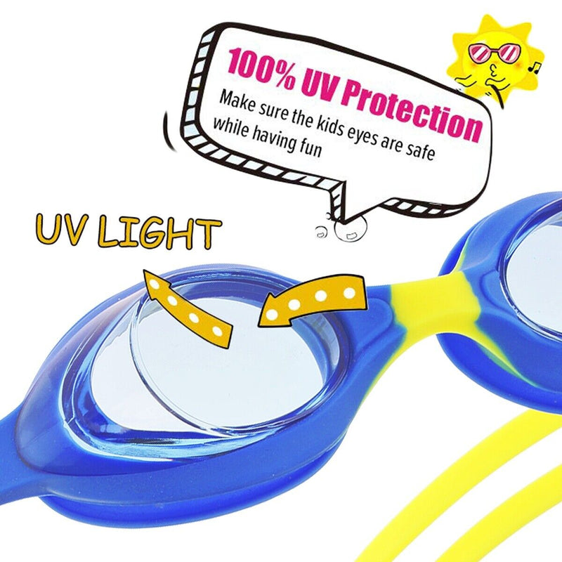 Kids Swim Goggles - UV Protection, Anti-Fog, HD Clear Lenses & Adjustable Strap