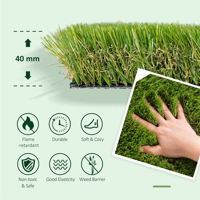 156" x 39.6" Fake Grass w/ Drain Holes for Rain & Comfort Feel, 1.6" Height
