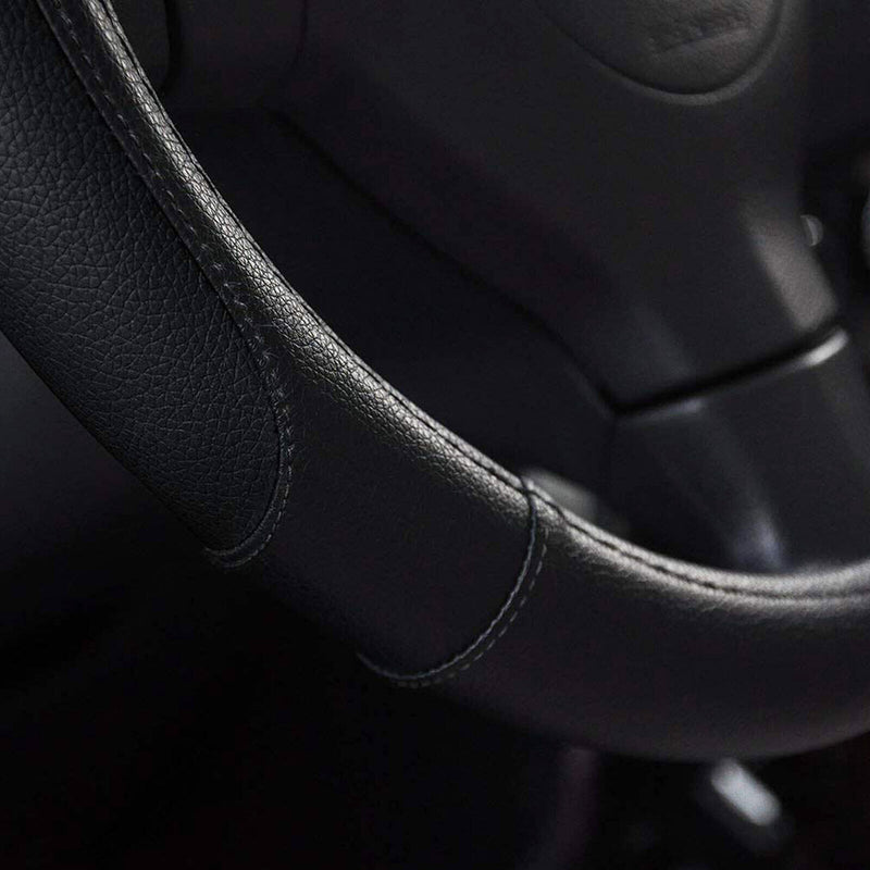 Anti-slip Soft Microfiber Leather Steering Wheel Cover Universal Size 15" Black