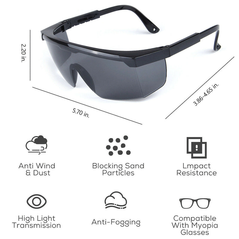 Work & Sports Safety Glasses EN166 CE Certified (Gray/Black Anti-Scratch & Fog)