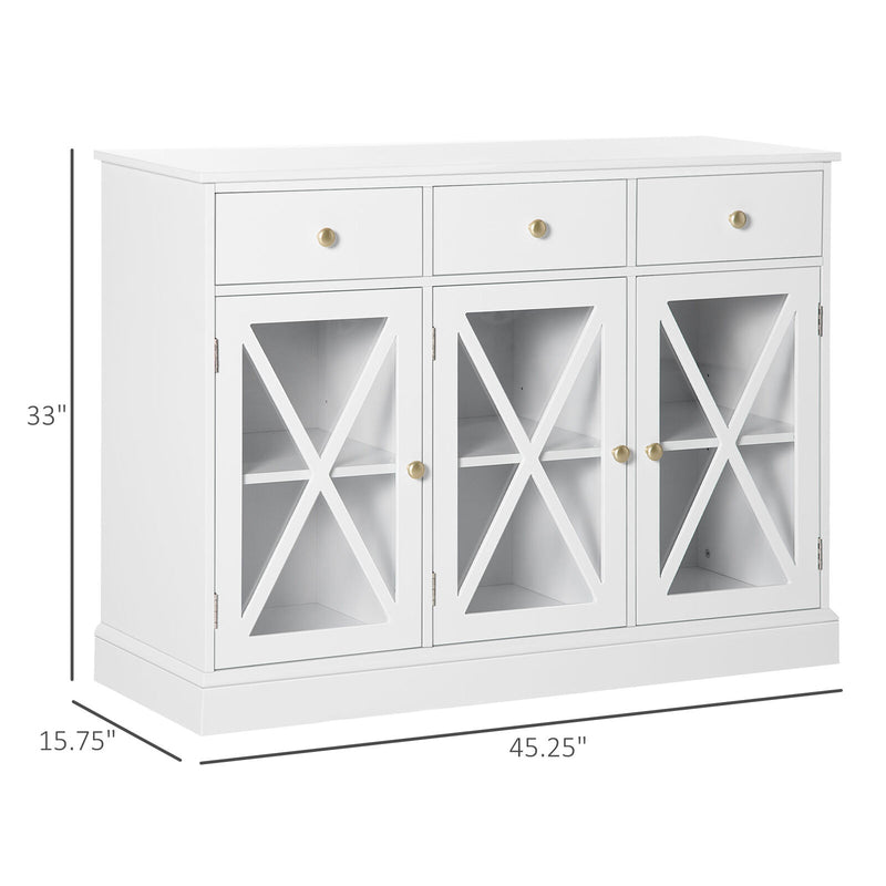 Farmhouse Style Kitchen Sideboard Serving Buffet Storage Cabinet w/ 3 Drawers