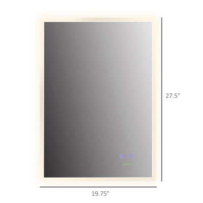 kleankin LED Bathroom Mirror, Wall Mounted Lighted Vanity Mirror w/ Smart Touch