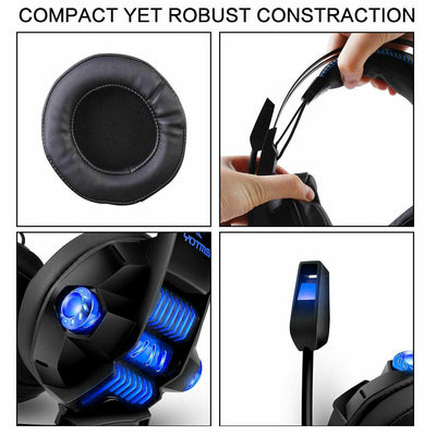 Wired Stereo Bass 7.1 Surround Gaming Headset for PC with Noise Canceling Mic