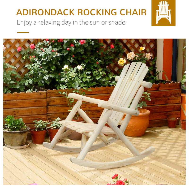 Outdoor Rustic Single Rocking Chair Adirondack Patio, Garden Chair, Burlywood