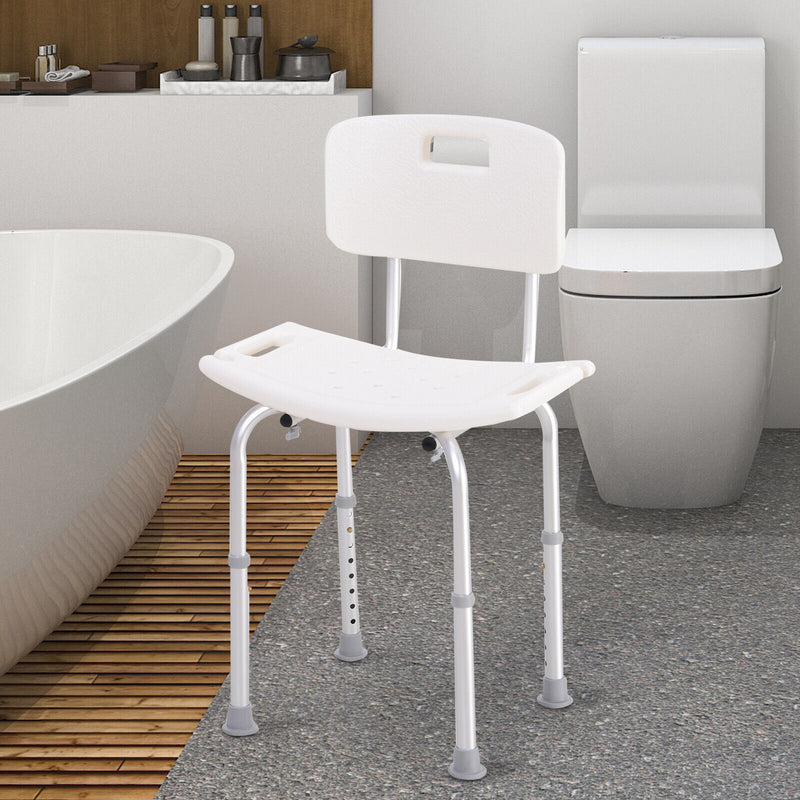 33.7" Bath Chair Seat Safety Bathroom Aids Adjustable Positions White