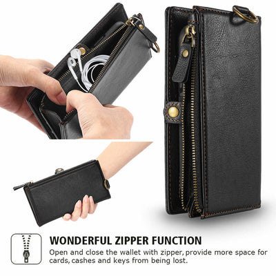 For Samsung Galaxy S21 Plus 6.7" Vintage PU Leather Wallet Case w/Zipper Pocket