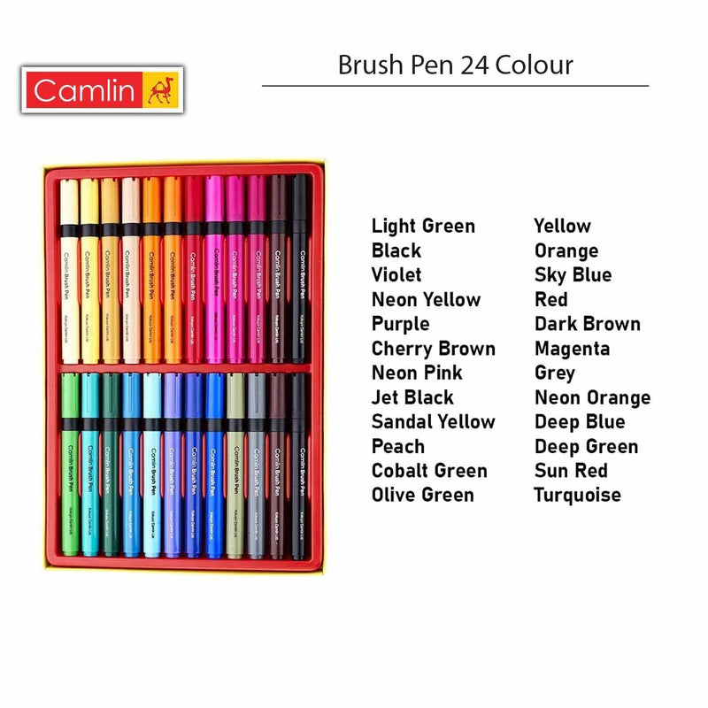 Camlin Kokuyo Brush Pen 24Colours Set Lettering Calligraphy  Drawing Watercolour