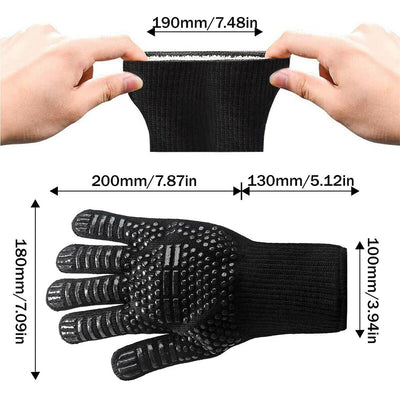 1472 ℉ Extreme Heat Resistant BBQ Gloves Oven Gloves + Baking Mat Non-Stick Red