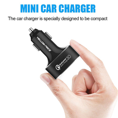 12-24V Car Charger Socket QC3.0 Dual USB Port and C type Phone Fast Charging CA