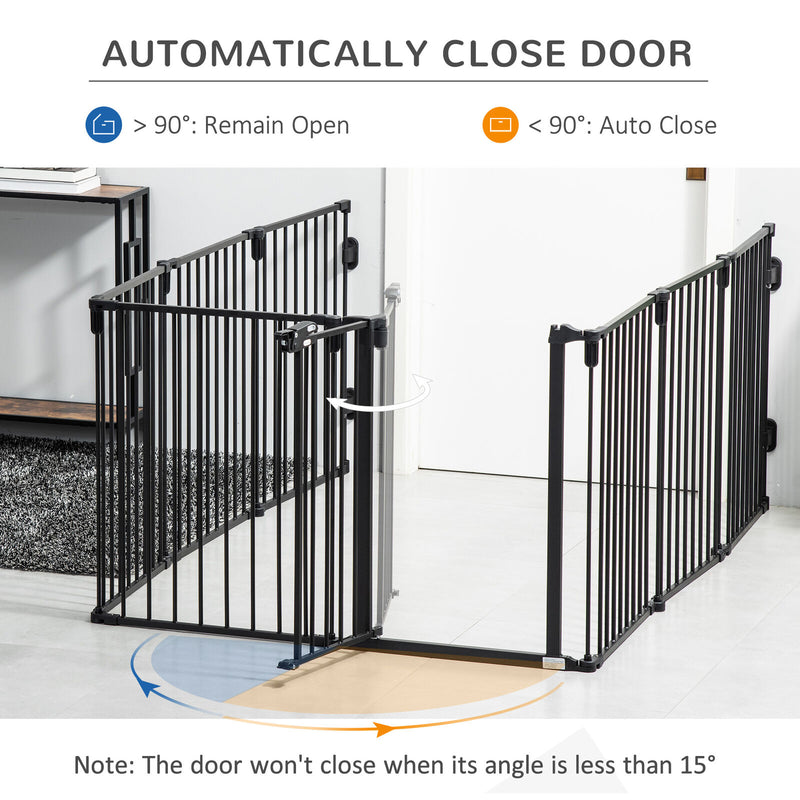 Pet Safety Gate 8-Panel Playpen Fireplace Christmas Tree Fence Stair Barrier