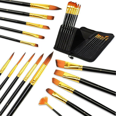 PACKS OF 15 Brown SABLE ARTIST PAINT BRUSH SETS WATERCOLOUR ACRYLIC