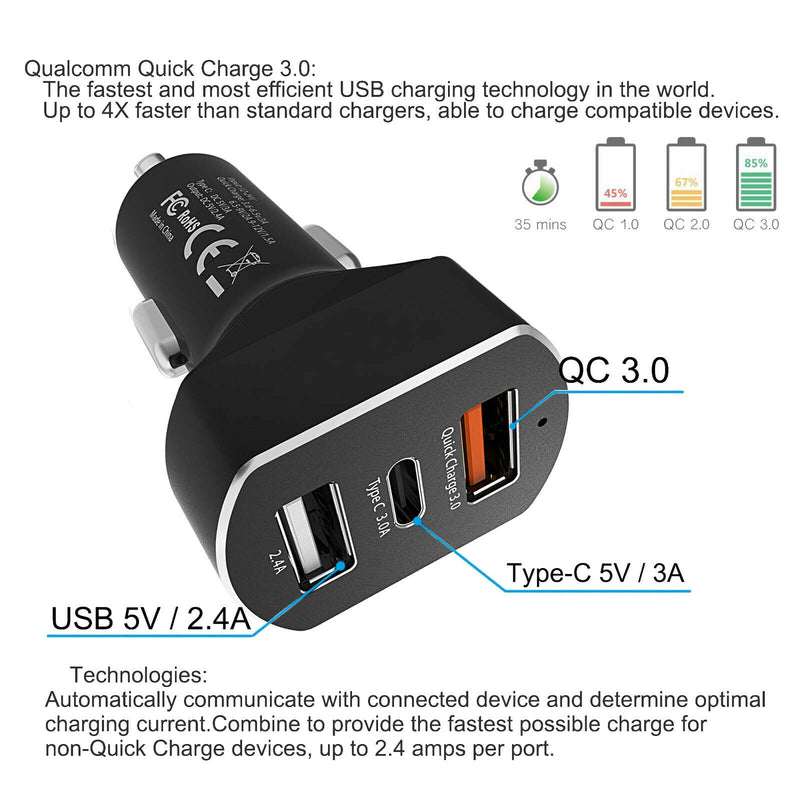 Samsung Galaxy Note 10 S9 S10 S20 USB Fast Quick Car Charger Adapter Type C Port