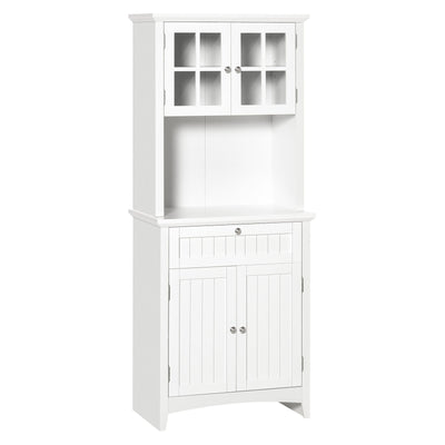 HOMCOM Kitchen Storage Buffet w/ Microwave Hutch Drawer for Dining Room, White