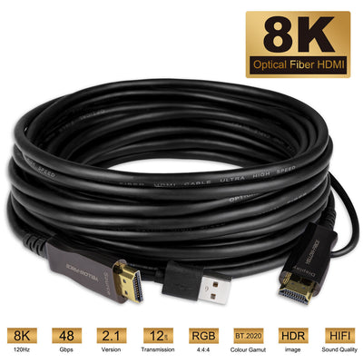 8K@120Hz Fiber Optic HDMI Cable-48Gbps Dynamic HDR4:4:4 3D eARC-15 25 30 50 66ft