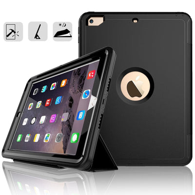 For Apple iPad 5 6 9.7", 7 10.2" Shockproof & Smart Rugged Trifold Stand Case