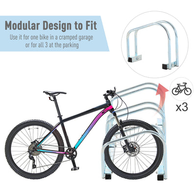 Bike Parking Stand Floor Wall Mount  Storage Locking Rack Holder Outdoor Steel