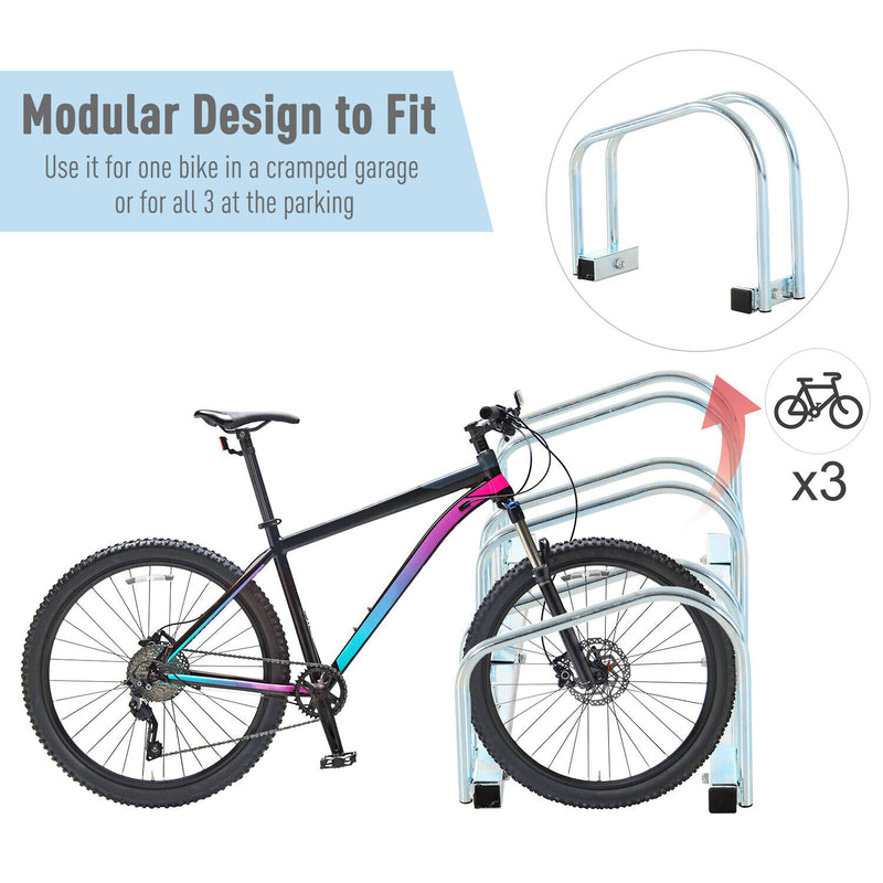 Bike Parking Stand Floor Wall Mount  Storage Locking Rack Holder Outdoor Steel