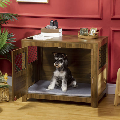 Small to Medium Sized Dog Kennel Furniture Indoors with Rattan and Double Doors