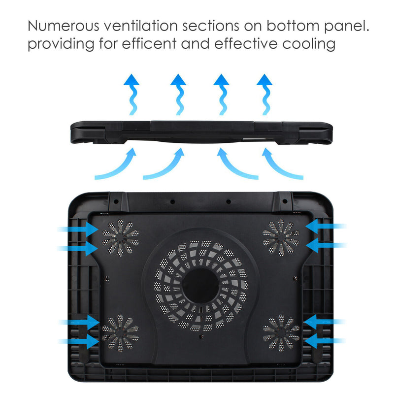 LAPTOP COOLER STAND WITH 5 FAN & TILT FOR 15 17" INCH BUTTON CONTROL COOLING PAD