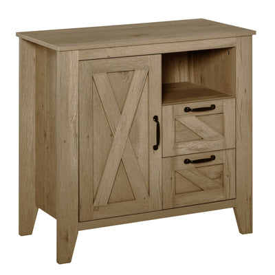Country Designed Kitchen Hutch with Open Countertop & Multiple Storage Options
