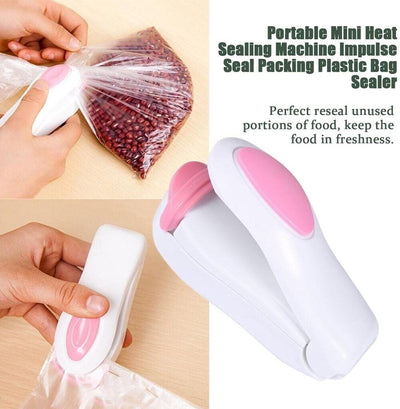 4X  Mini Hand Held Heat Sealer Super Sealer Mini Sealing Machine (White &amp; Pink)