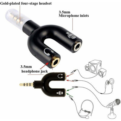 4 Position Pole 3.5mm Stereo Splitter Audio to Mic Headset Jack Plug Y Adapter