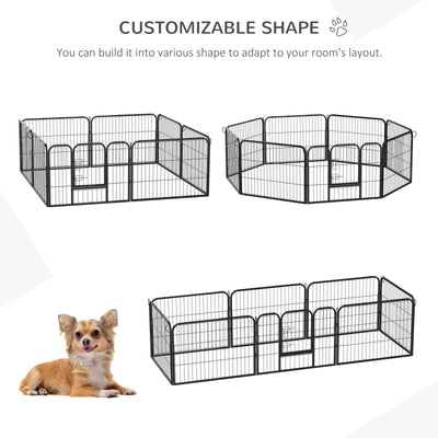 Heavy Duty Pet Playpen Dog Exercise Pen Cat Fence Black 8 Panel 24" 32" 39.4"