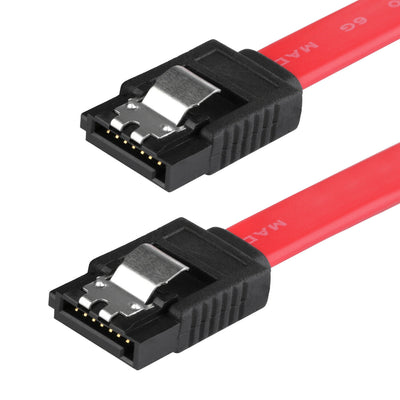 3-12PACK SATA Cable III 6Gbps Straight HDD SDD Data Cable with Locking Latch,Red