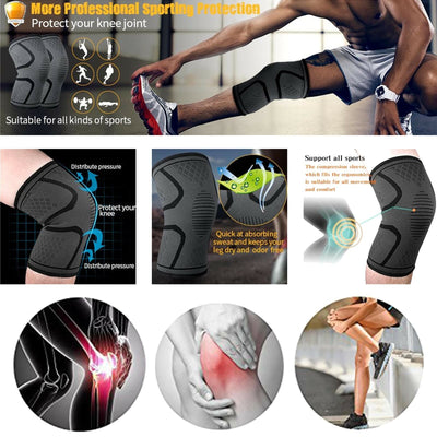 2Pcs Knee Sleeve Compression Brace Support For Sport Joint Arthritis Pain Relief