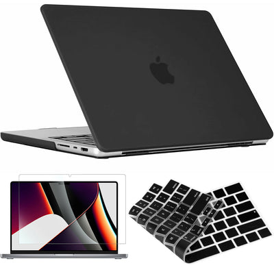 For 2021 MacBook Pro 14" / 16" (M1 Pro / Max) BLACK Shell Case+ KB Skin+ HD Film