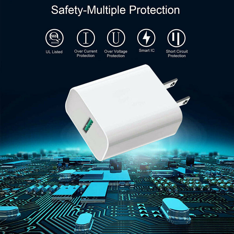 Qualcomm Certified USB Wall Charger Quick Charge 3.0 + USB 3.0 Charging Cable CA